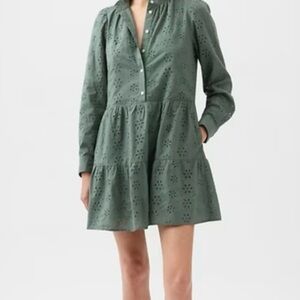 GAP Elegant Green Eyelet Dress